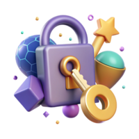 serene abstract Key Icon Access Security Unlock Isolated for Password Management detailed png
