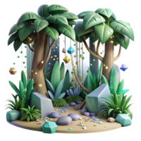 vibrant artistic Jungle with Vines and Trees Isolated for Rainforest Illustrations authentic png