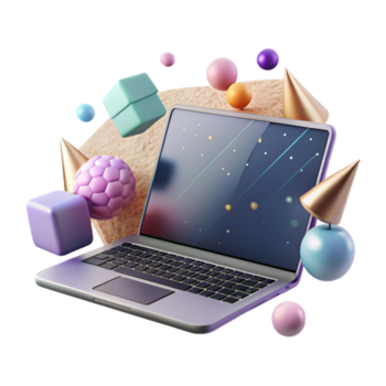 vibrerande abstrakt bärbar dator dator teknologi enhet isolerat för webb design projekt hög kvalitet png