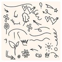 Doodle image set cartoon expression hand drawn doodle with background cream vector