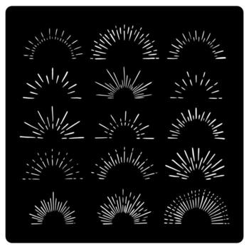 Starburst patrones en un negro antecedentes. Starburst diseños irradiar exterior. cada Starburst es único, creando un dinámica Starburst efecto. festivo elementos, colocar. vector