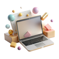wonderful abstract Laptop Mockup Blank Screen Top View Isolated for Web Design original png