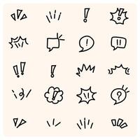 Set of hand drawn doodle speech bubbles. Cute Doodle pen line elements. Hand drawn doodle sketch style circle, cloud speech bubble grunge element set vector