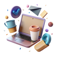serene contemporary Laptop Open with Coffee Cup Workspace Cutout for Lifestyle Projects png