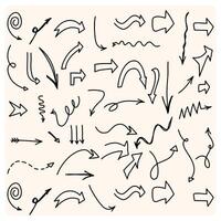 A set of Hand drawn arrow direction doodle with cream background vector