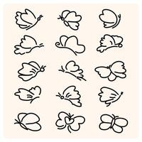 A collection of hand-drawn butterfly outlines in various styles, perfect for decorative and artistic projects vector