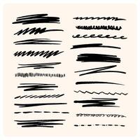 Underlining highlight pencil crayon hand draw lines set. vector