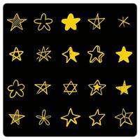 Hand drawn set. Stars with grunge texture. Chalk scribble design elements. vector