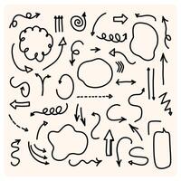 Set of cute pen line doodle element . Hand drawn doodle style collection of speech bubble, arrow, firework, star, heart, thunderbolt. vector