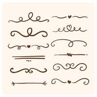 Handcrafted separators with maroon scribbles. Set of lines, borders and winners. vector