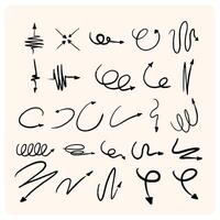 Simple lines made with black arrows hand drawn in various styles With charcoal or pencil drawn illustration vector