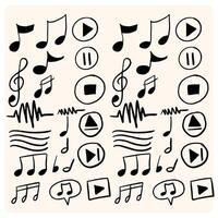 Music notes monochrome sketch outline. isolated melody doodle, sound or composition, song elements. Composing musical masterpieces, vector