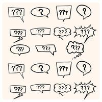 Speech Bubble With Question Mark And Exclamation Mark Line and Silhouette Icon Set with style doodle vector