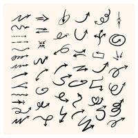 Hand drawn arrows collection Set simple flat arrows isolated on cream background. vector