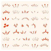 Hand drawn simple doodle elements with red strokes. line sketch of speech bubbles, underline, emphasis, arrow, highlight, glitter elements. vector