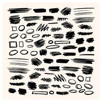 Hand drawn pencil lines and squiggles set. charcoal smears, striketrhoughs and swirls. Doodle style sketchy lines vector