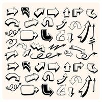 Various sketchy Doodle Arrows, Direction pointers Shapes and Objects. Direction pointers. Different shapes. V vector