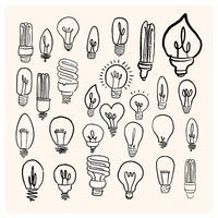 Hand drawn light bulb in abstract doodle line style With charcoal or pencil drawn illustration vector
