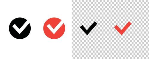 Three Checkmark Icons in Black and Red vector