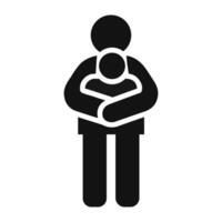 Father lovingly cradling his child, a simple icon. vector