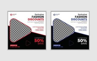 minimal square banner template for fashion sale. Geometric background for social media posts, web ads, and mobile stories. vector
