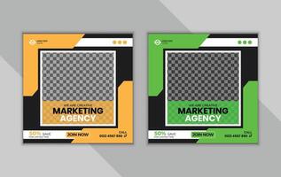 Modern square geometric business social media post design template for instagram and facebook ads. vector