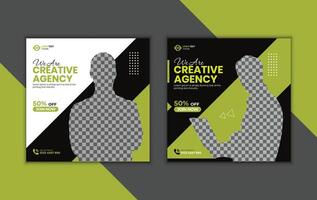 Modern square geometric business social media post design template vector