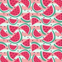 Seamless pattern with watermelon pieces. Bright summer watermelon background. vector
