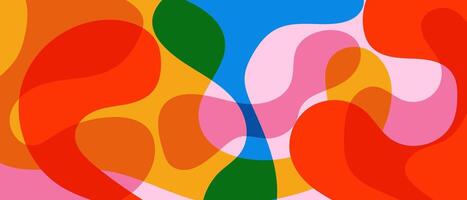 Colorful abstract fluid background in doodle style. Simple design with hand drawn overlay shapes. vector