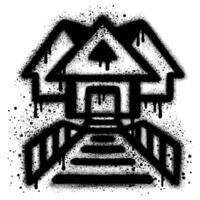 Spray painted graffiti school building sprayed isolated with a white background. vector