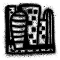 Spray Painted Graffiti building isolated with a white background. vector