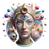 serene artistic Multiple Eyes Cutout Surreal Portrait Art genuine png