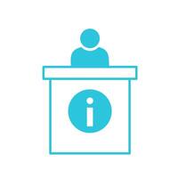 Info Center, Efficient and Friendly Source of Information. Isolated on white background. From blue icon set vector