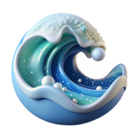 elegant minimalist Ocean Wave Crest Icon Transparent for Navigation Apps detailed png