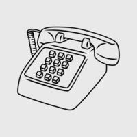 Retro Corded Phone Thin Line Illustration vector