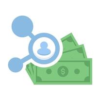 digital payment concept with stock money, representing split bills, group payments, or digital cost sharing. Perfect for financial applications, e-wallet services. Flat illustration. vector