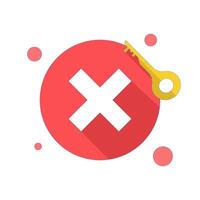 authentication failure concept, wrong password notification pop up. red cross and lock, wrong password input. simple ui design for login error alert, security message. minimalist illustration. vector