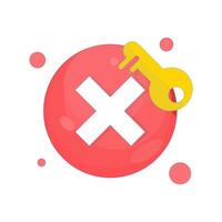 authentication failure concept, wrong password notification pop up. red cross and lock, wrong password input. simple ui design for login error alert, security message. design illustration. vector