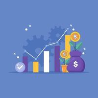 investment management concept. managing and selecting assets or stocks to invest in. profit, return, economy and finance. graph. flat minimalist design illustration in the background. vector