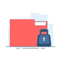 Secure folder concept. Locked folder icon representing secure file storage, data protection and cybersecurity. Suitable for app interface, security related web design. Flat illustration. vector