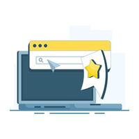 Concept Online bookmark manager for cloud-based bookmarking. Browser-independent tool simplifies digital bookmarking, saving links, and organizing fast access and efficient browsing. vector