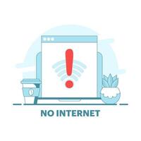 No Internet Concept. No connection, no internet, searching for wireless network signal on device. Suitable for landing page, advertising illustration. Simple flat design illustration background. vector