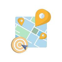Location Search Concept with map markers. Nearby places, GPS navigation, and local SEO strategies for business visibility. Geolocation maps, and online targeting for efficient search. vector