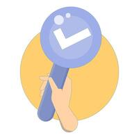 Positive Response Concept. Holding Hands Banner with Correct Sign. Hands holding placard with check mark. choice, voting. Flat design illustration in the background. vector