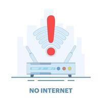 No Internet Concept. No connection, no internet, searching for wireless network signal on device. Suitable for background, landing page, advertising illustration. Flat cartoon design illustration. vector