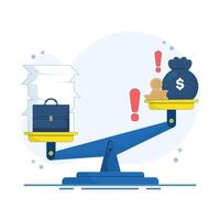 concept of workers or employees whose salaries are small but their work is a lot. workload or work tasks that are not balanced with salary. many work tasks but small salary. design illustration. vector
