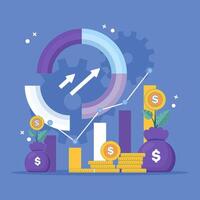 investment management concept. managing and selecting assets or stocks to invest in. profit, return, economy and finance. graph. flat style design illustration in the background. vector