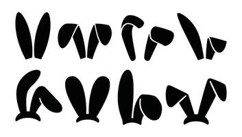 Set of rabbit ears silhouettes. Bunny ears icons collection for Easter decorations, logos, and design elements. vector