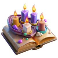 stunning minimalist Old Book with Candles Transparent for Historical Settings premium png