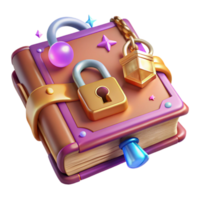 vibrant vintage Old Book with Lock and Key Transparent for Secret Knowledge high resolution png